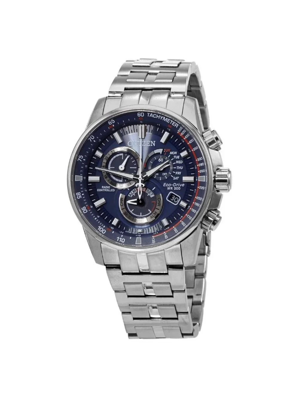 NWT Citizen PCAT Perpetual Alarm World Time Chronograph Blue Dial Men's Watch